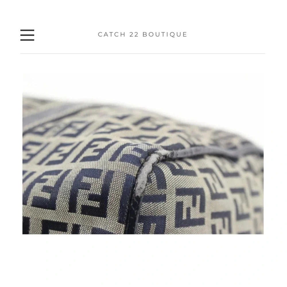 *SOLD* FENDI Blue Zucchino Canvas Forever Bauletto Boston Bag - Picture 6 of 9